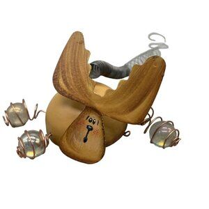 moose figurine ornament sprint brown Christmas beaded metal READ